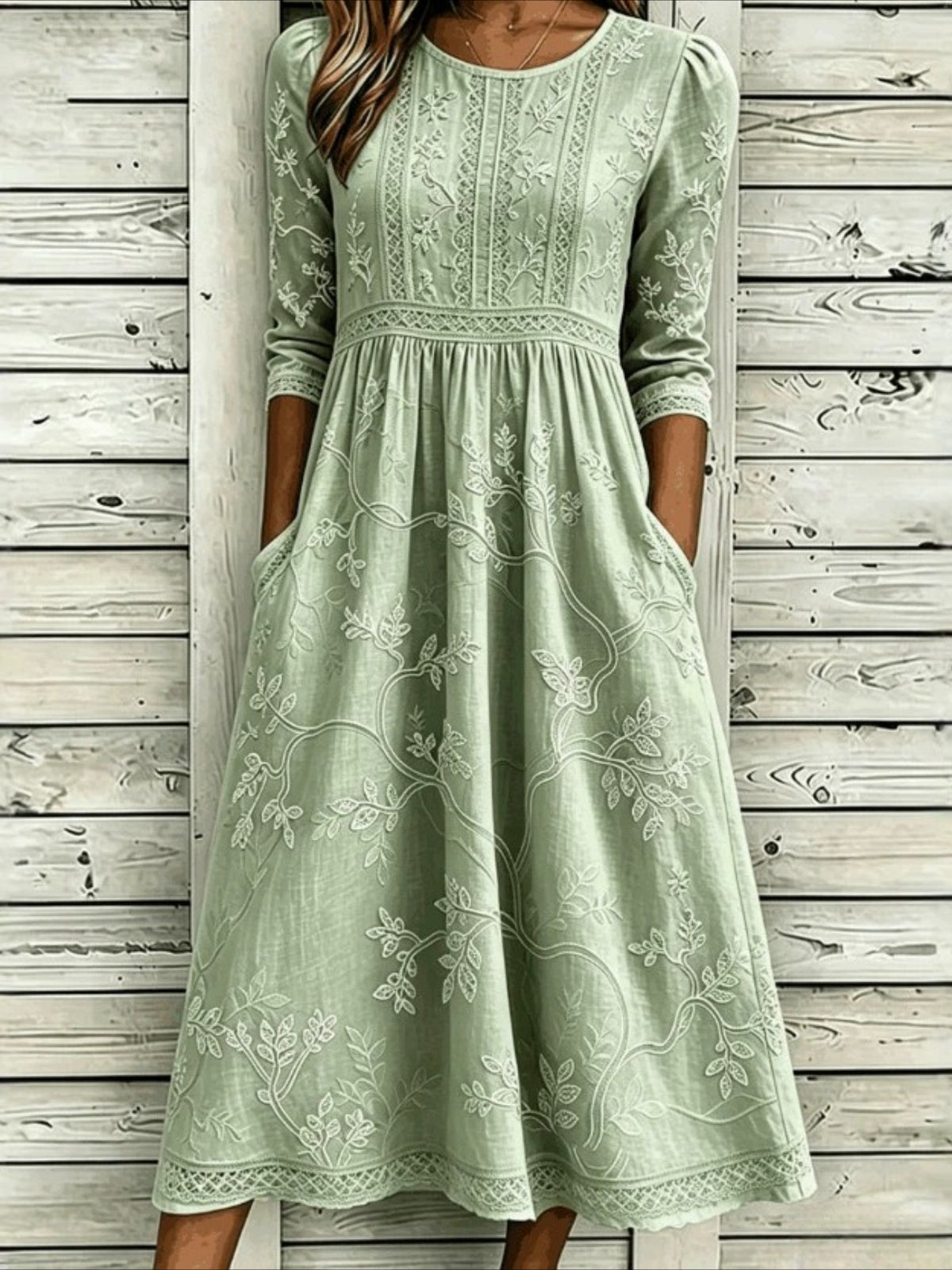 Printing Boho Regular Fit Crew Neck Dress