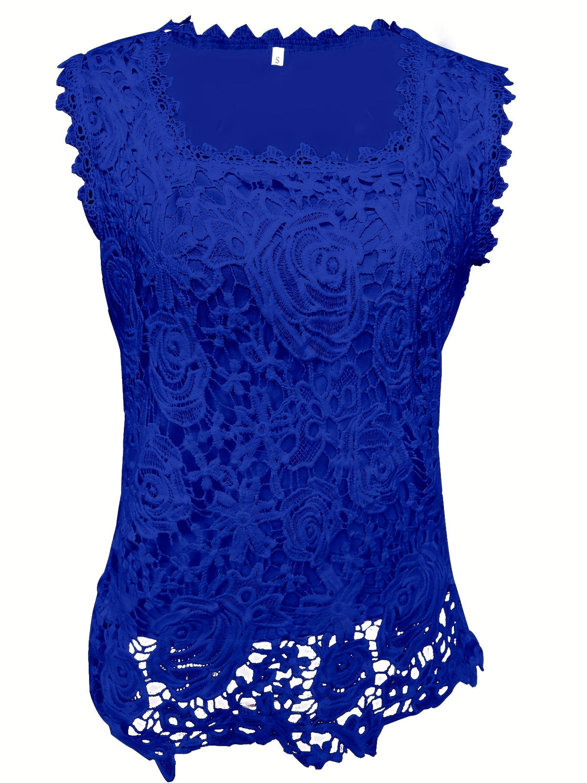 Sleeveless Lace Floral Square Neck Tank Top