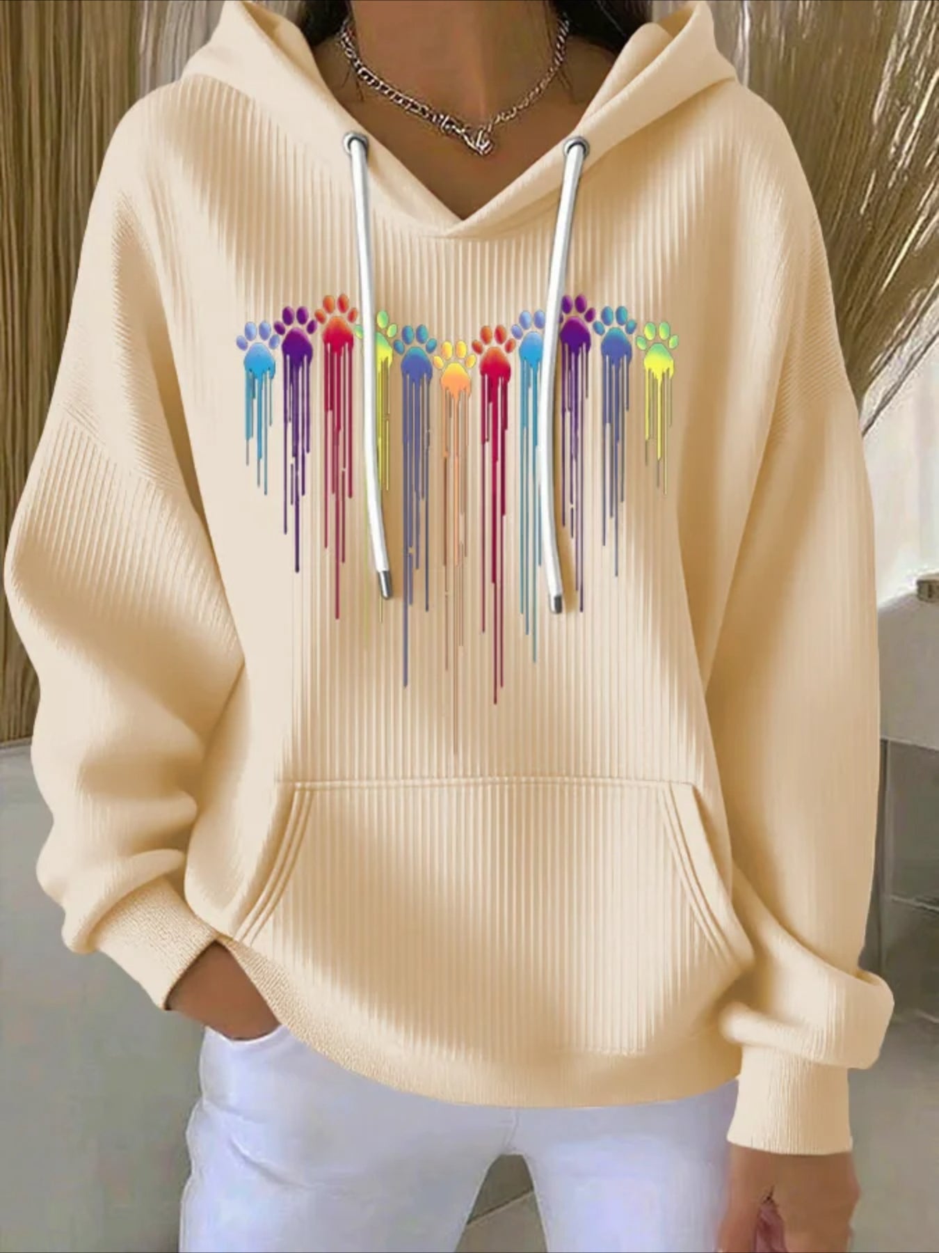 Claws Printing Long Sleeve Pullover Hoodie Sweatshirt