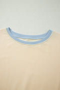 Apricot Colorblock Edge Drop Shoulder T Shirt and Skort 2Pcs Set
