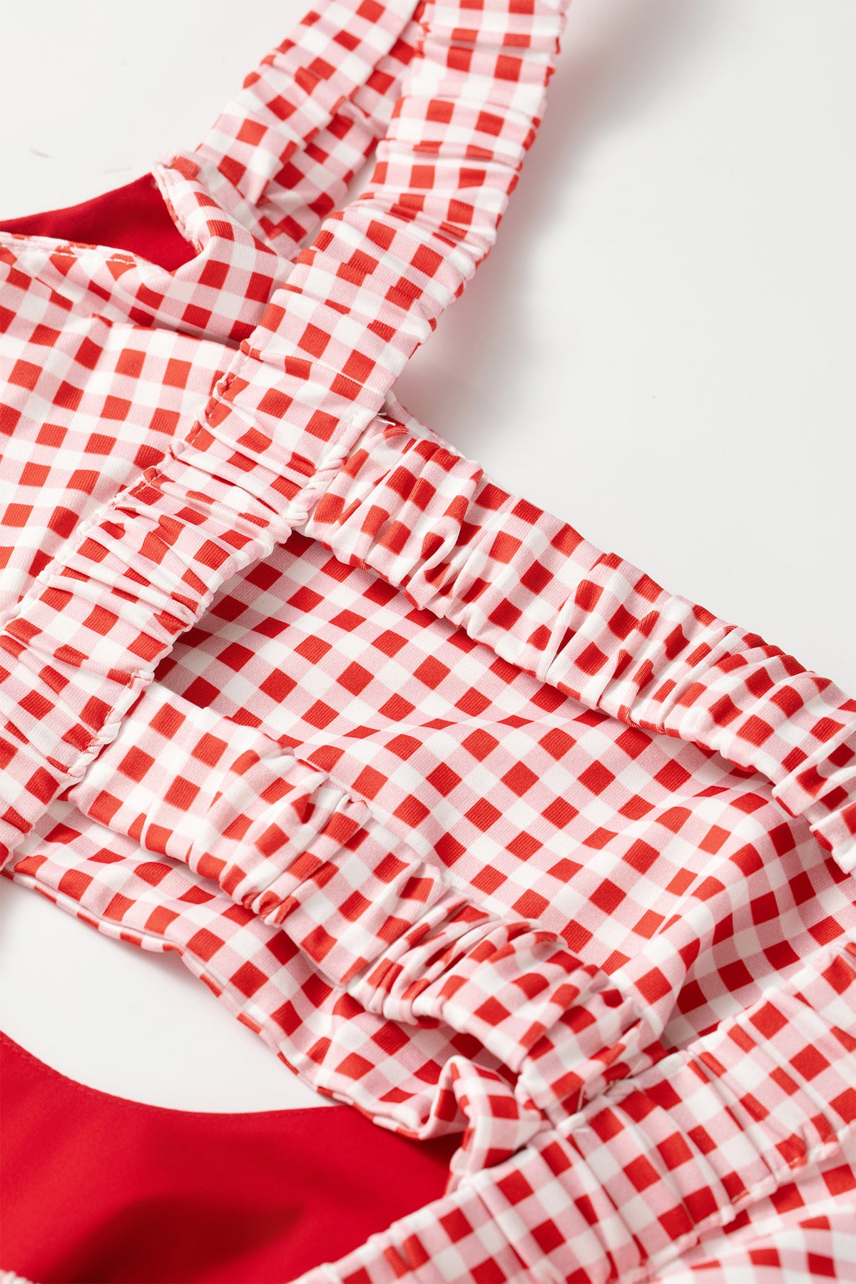 Racing Red Faux Two Piece Gingham Contrast Patchwork Loose Mini Dress