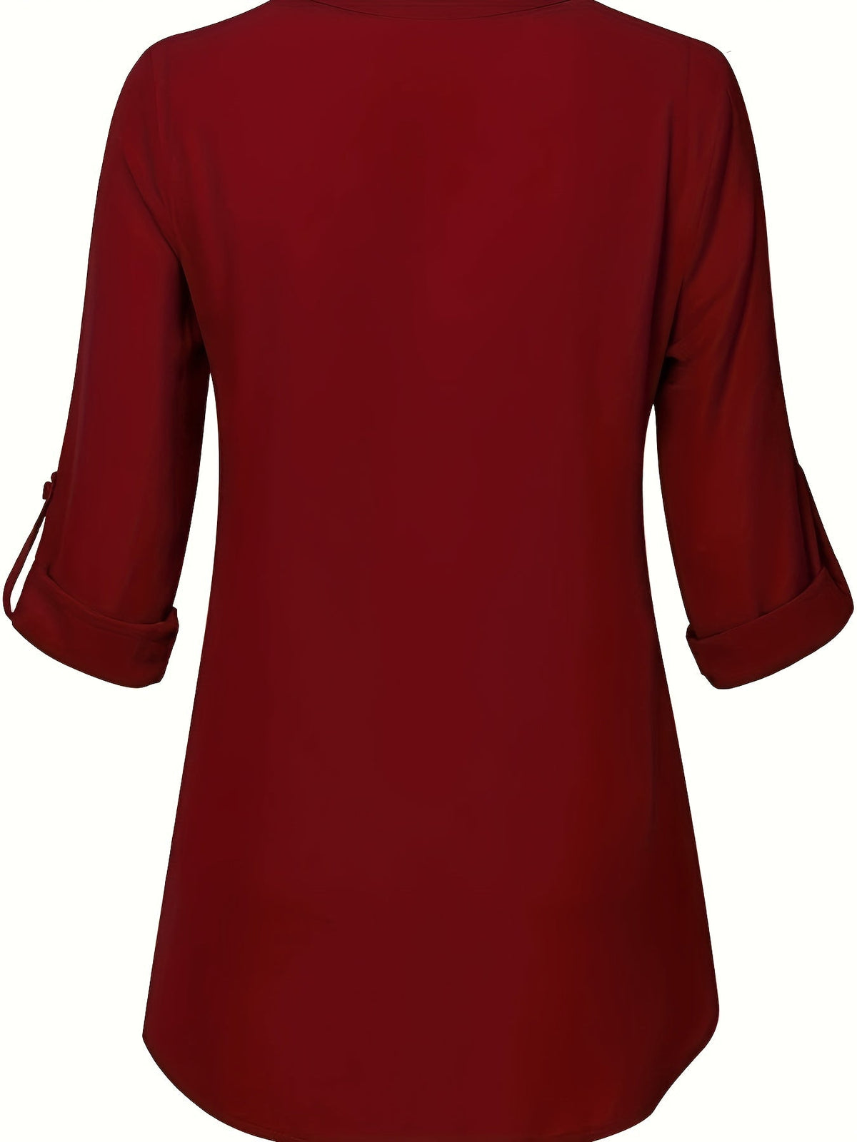 Solid Simple Blouse, Casual V Neck Long Sleeve Blouse