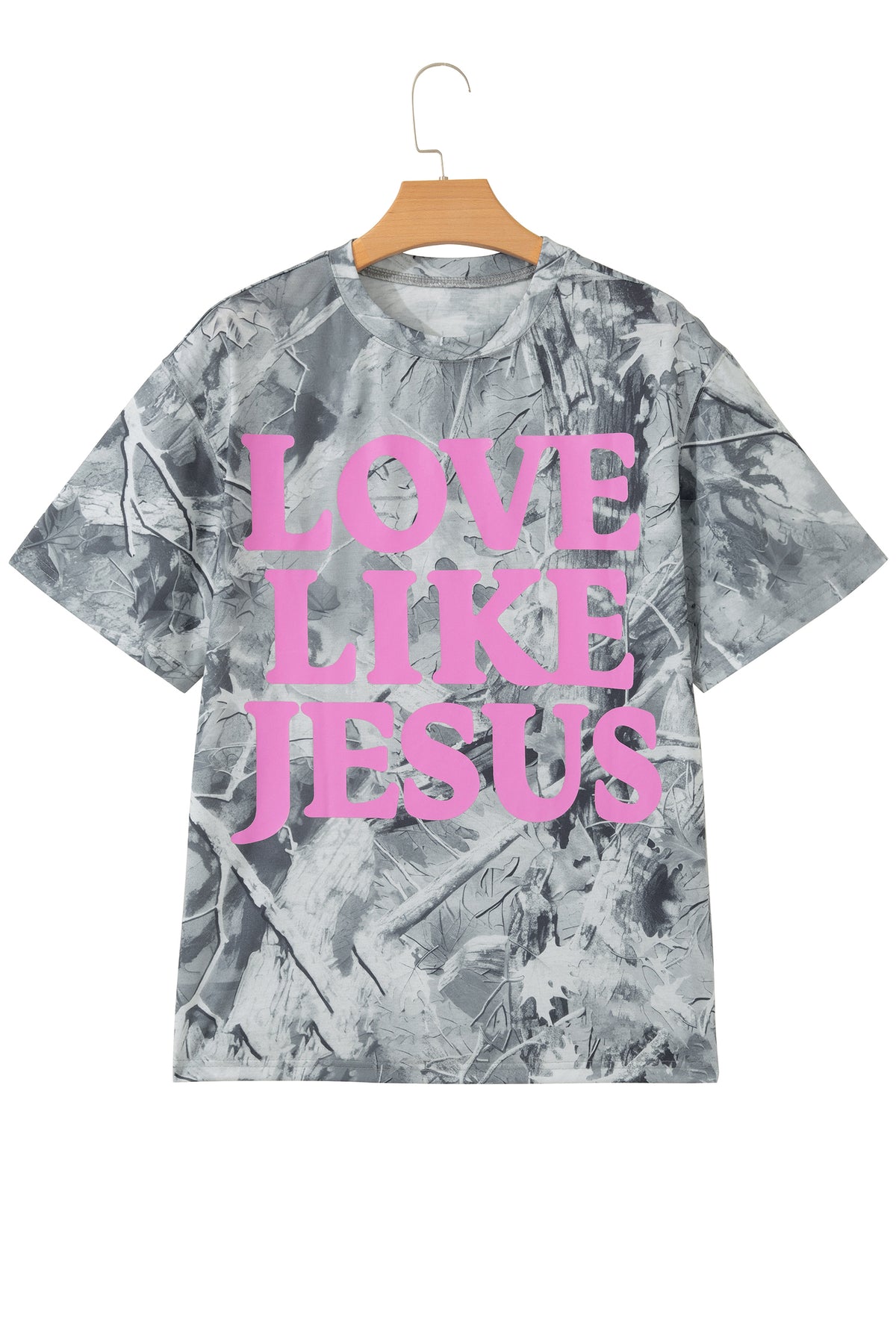 Pink Camo Woodland LOVE LIKE JESUS Casual Tee