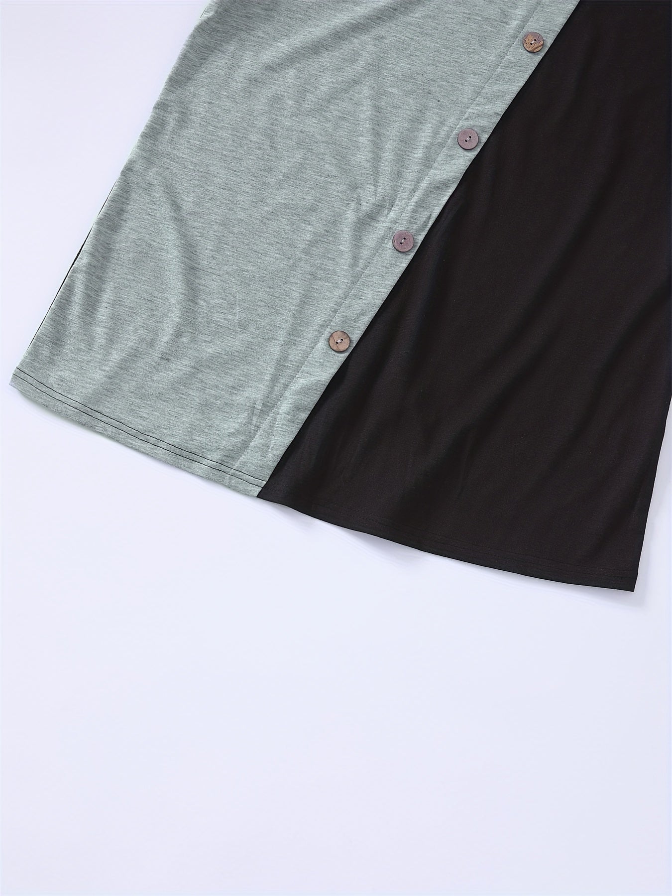 Color Block Asymmetrical Neck T-Shirt - Casual Short Sleeve Top