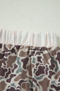 Khaki Camouflage Print Ruffle Boxer Shorts
