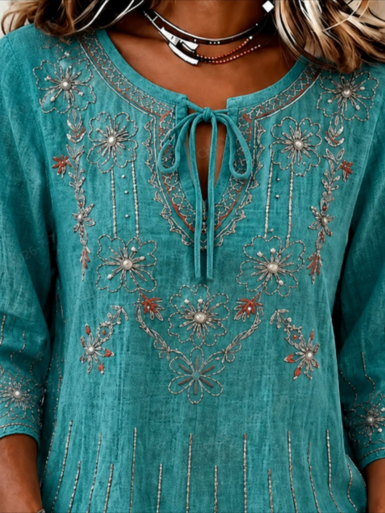 Crew Neck Long Sleeve Print Loose Top