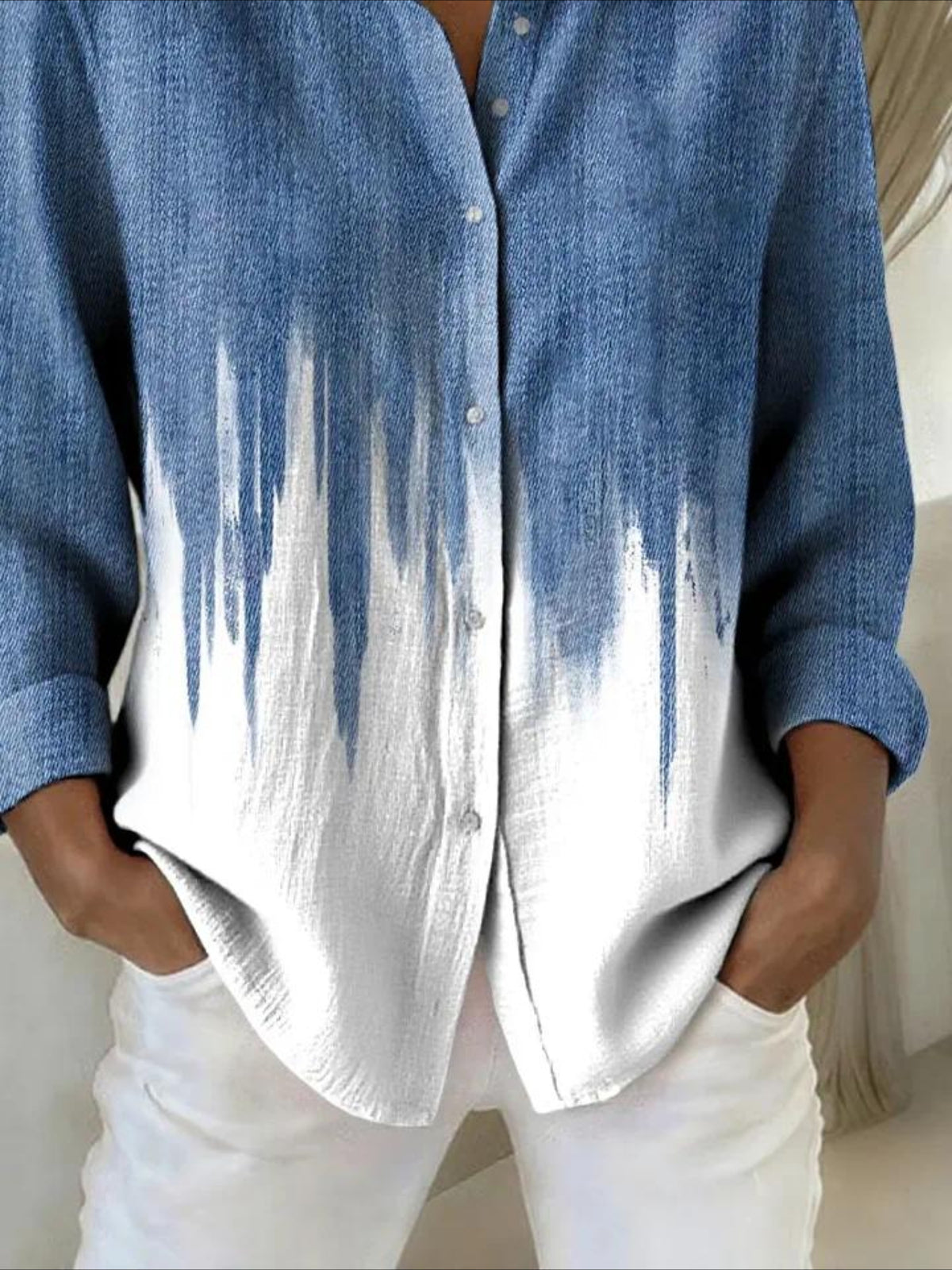 Abstract Shirt Collar Long Sleeve Plain Regular Micro-Elasticity Regular Fit Shirt