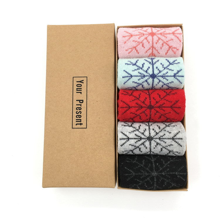5 Pairs Christmas Elk Print Socks, Comfy & Warm Mid Tube Socks