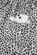 Gray Animal Print Wide Leg Terry Knit Pants