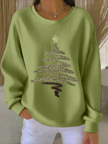 Christmas Printed Crew Neck Floral Long Sleeve Comfy Casual Sweater Hoodie