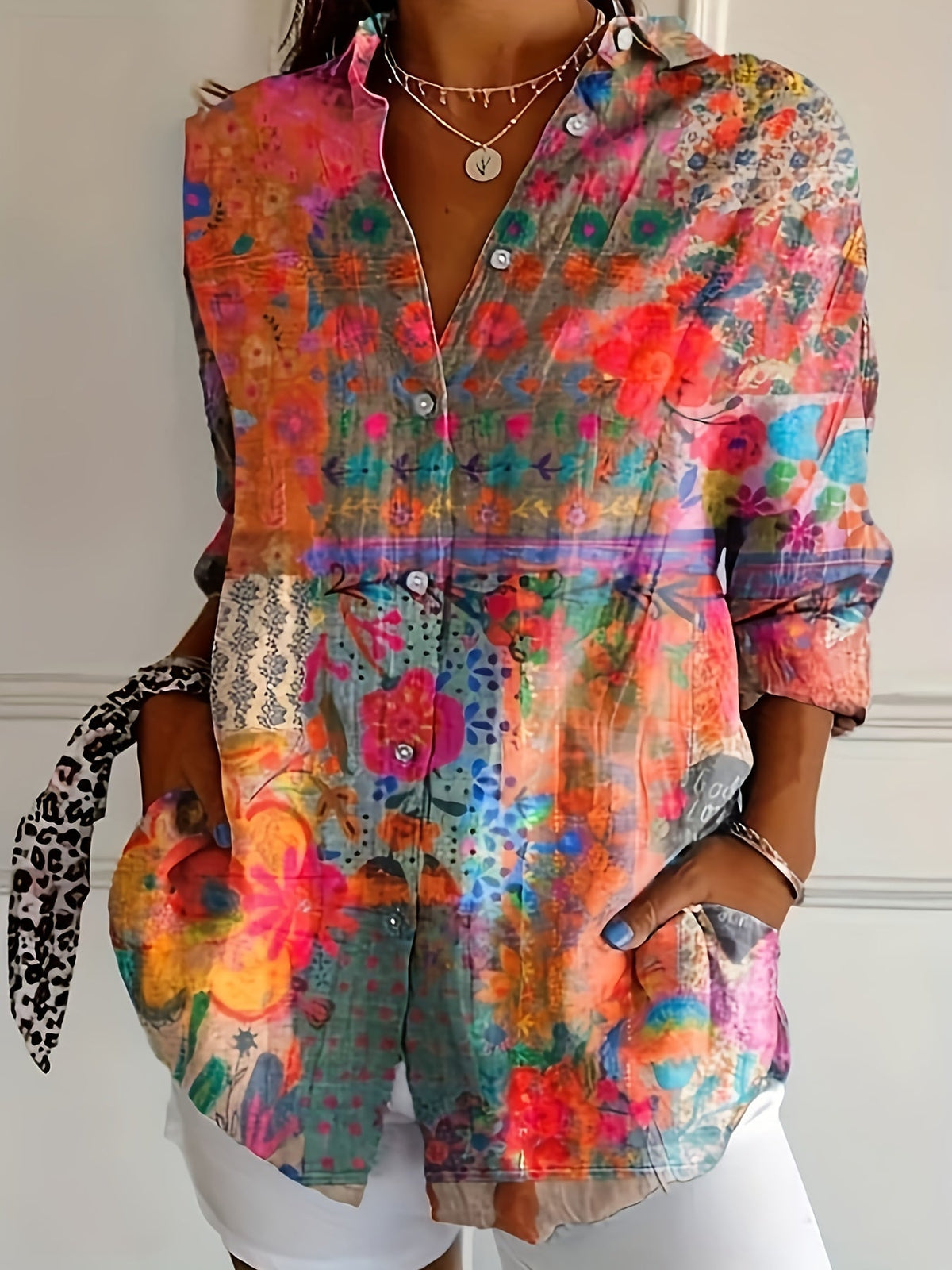 Casual Shirt Long Sleeve Floral Regular Loose Top