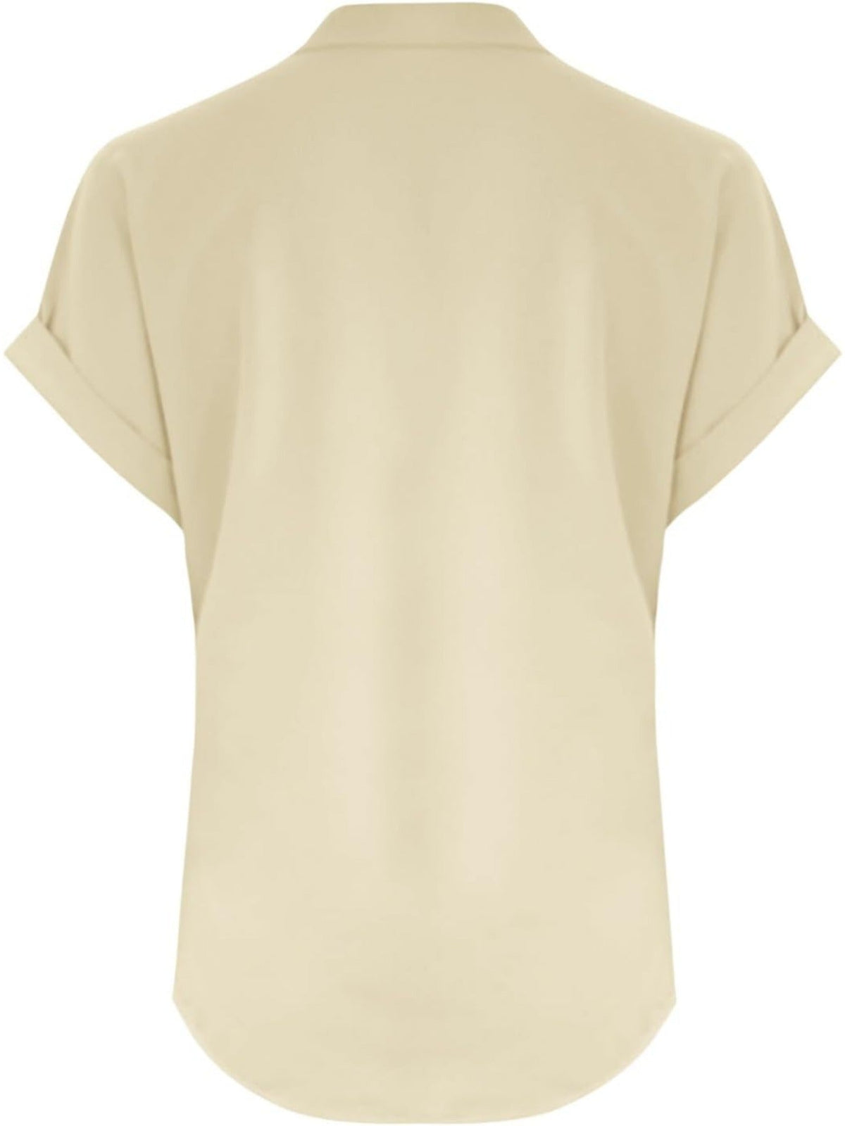 Solid Color V Neck Short Sleeve Button Down T Shirts
