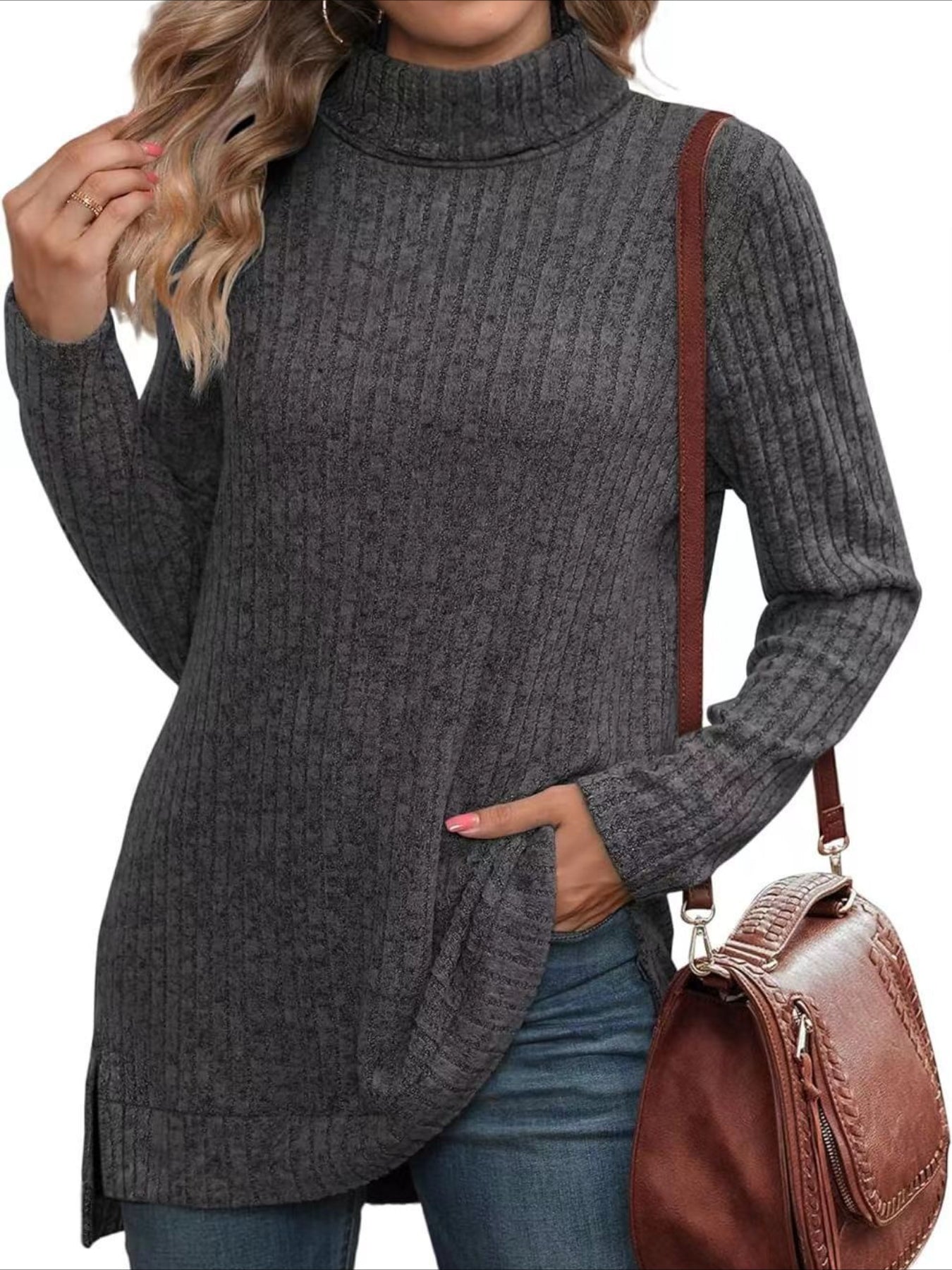 Pullover Turtle Neck Long Sleeve Sweater
