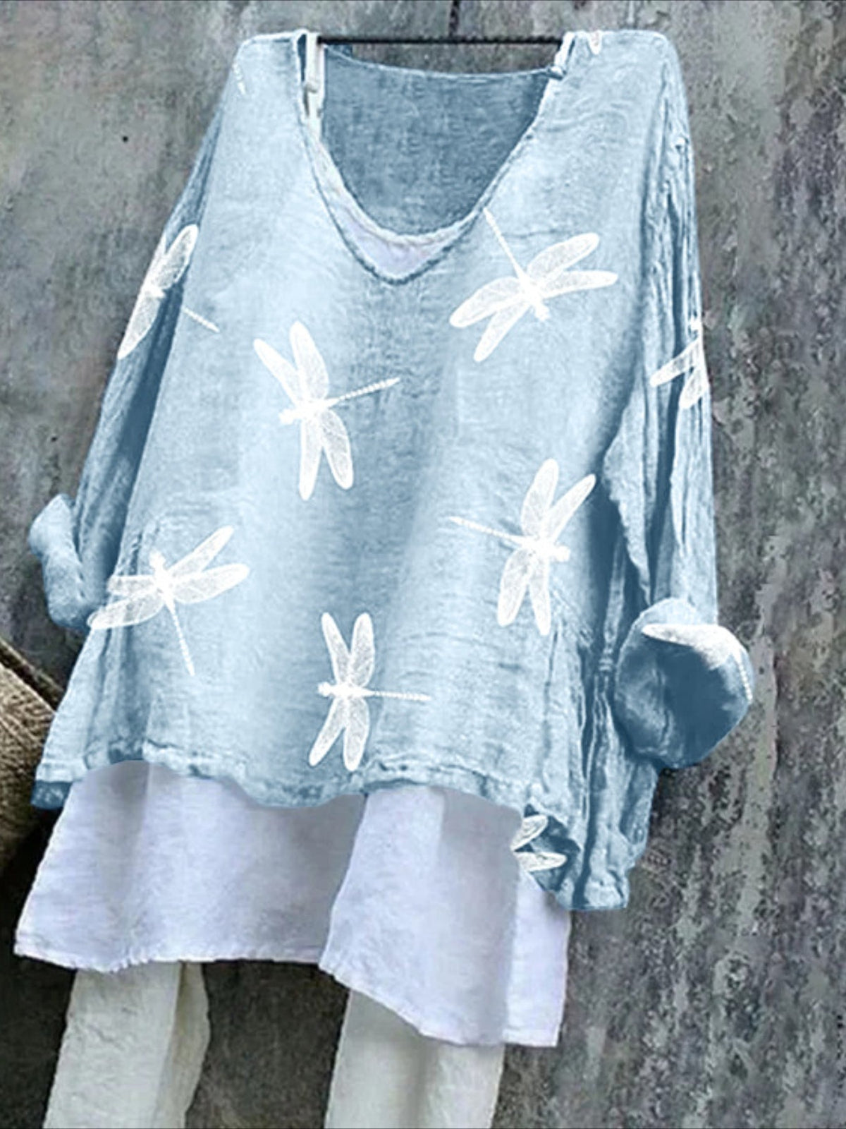 Vintage Animal V Neck Long Sleeve T-shirt