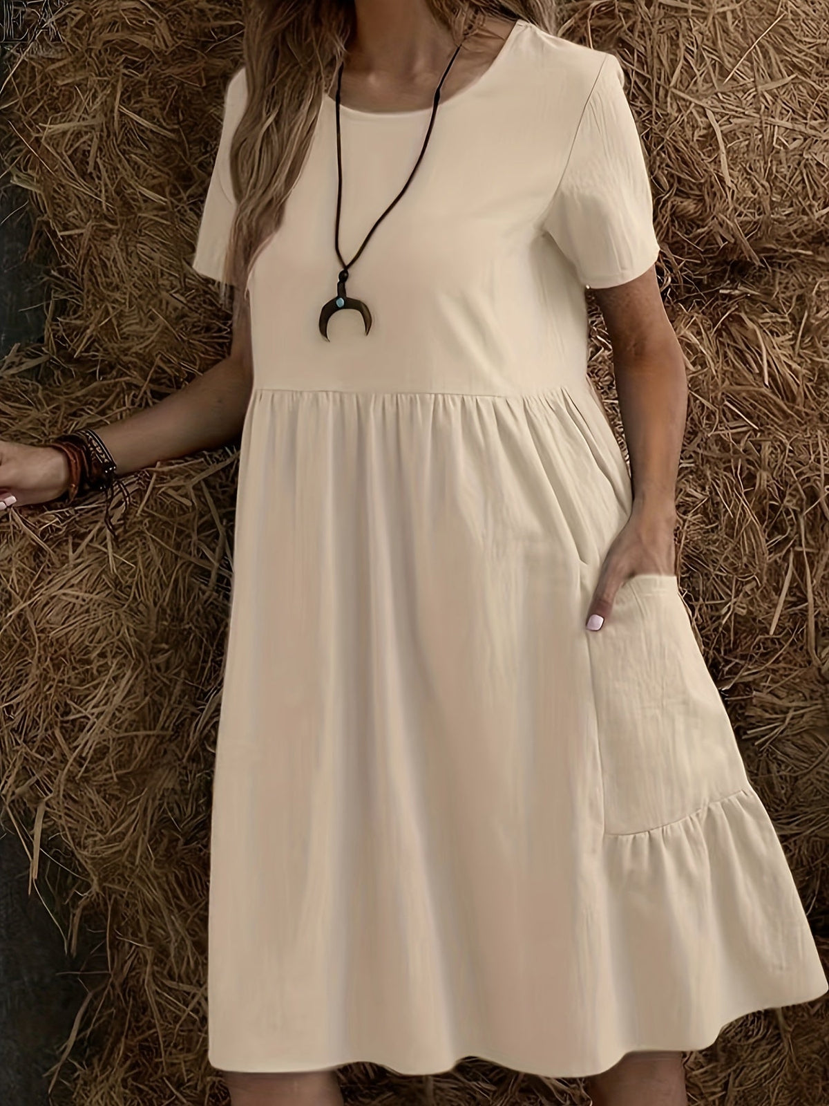 Women's Casual Short Sleeve Dress with Pockets