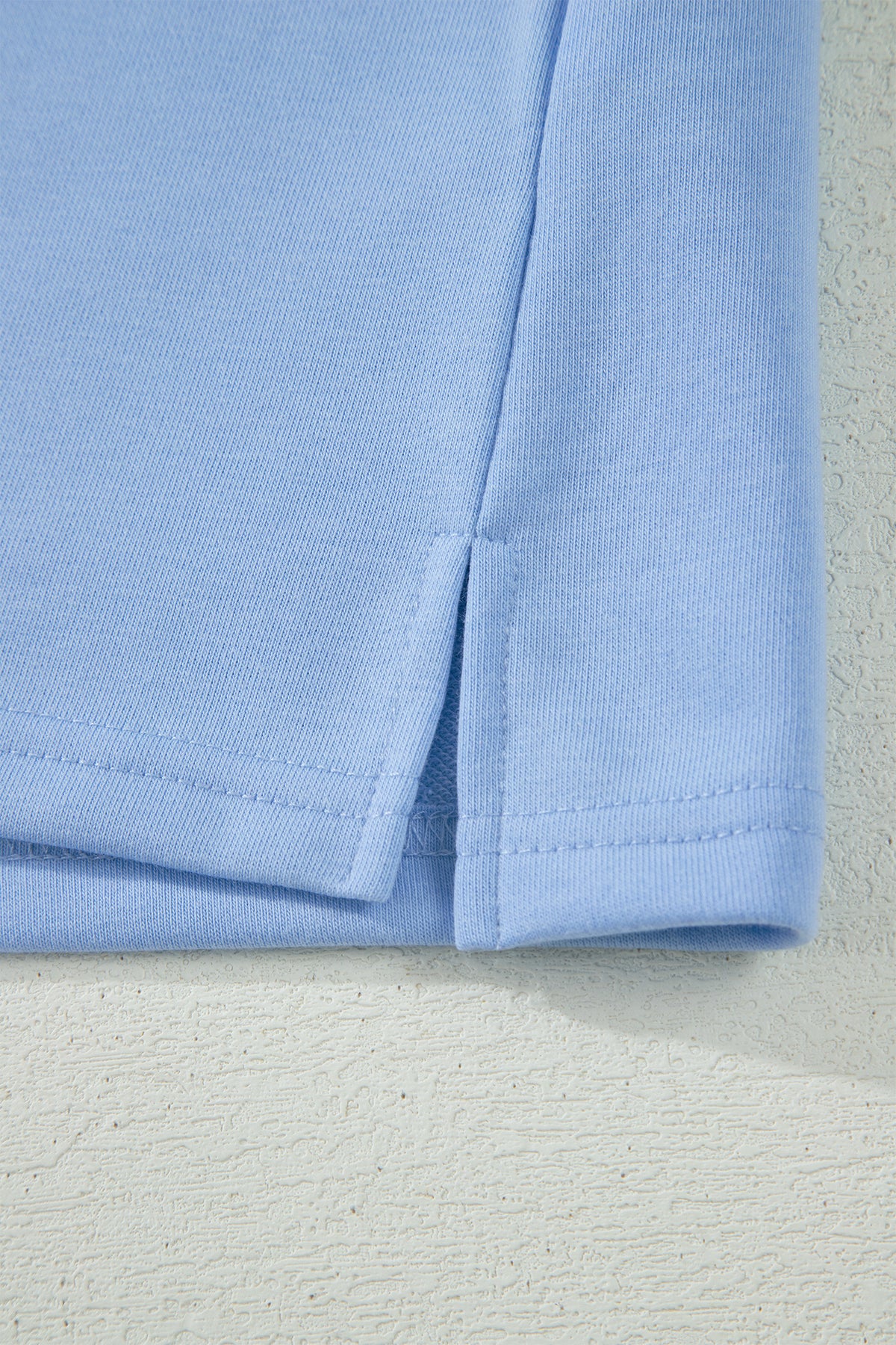 Mist Blue Loose Polo Tee Elastic Waist 2pcs Short Set