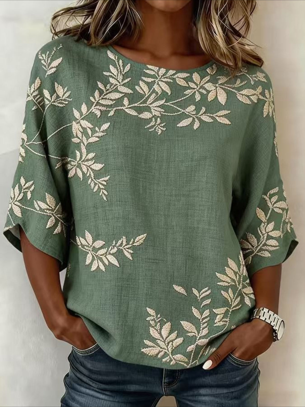 Loose Cotton And Linen Half Sleeve Vintage Shirt