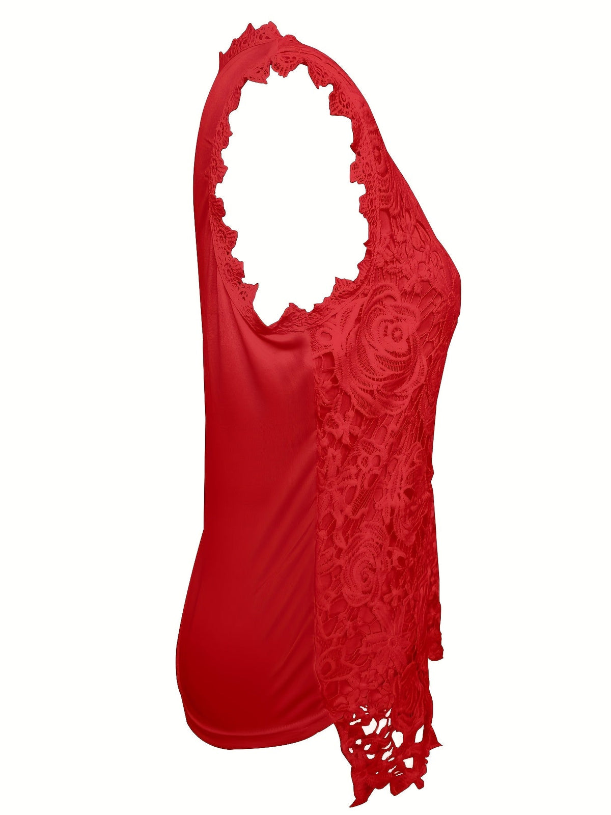 Sleeveless Lace Floral Square Neck Tank Top