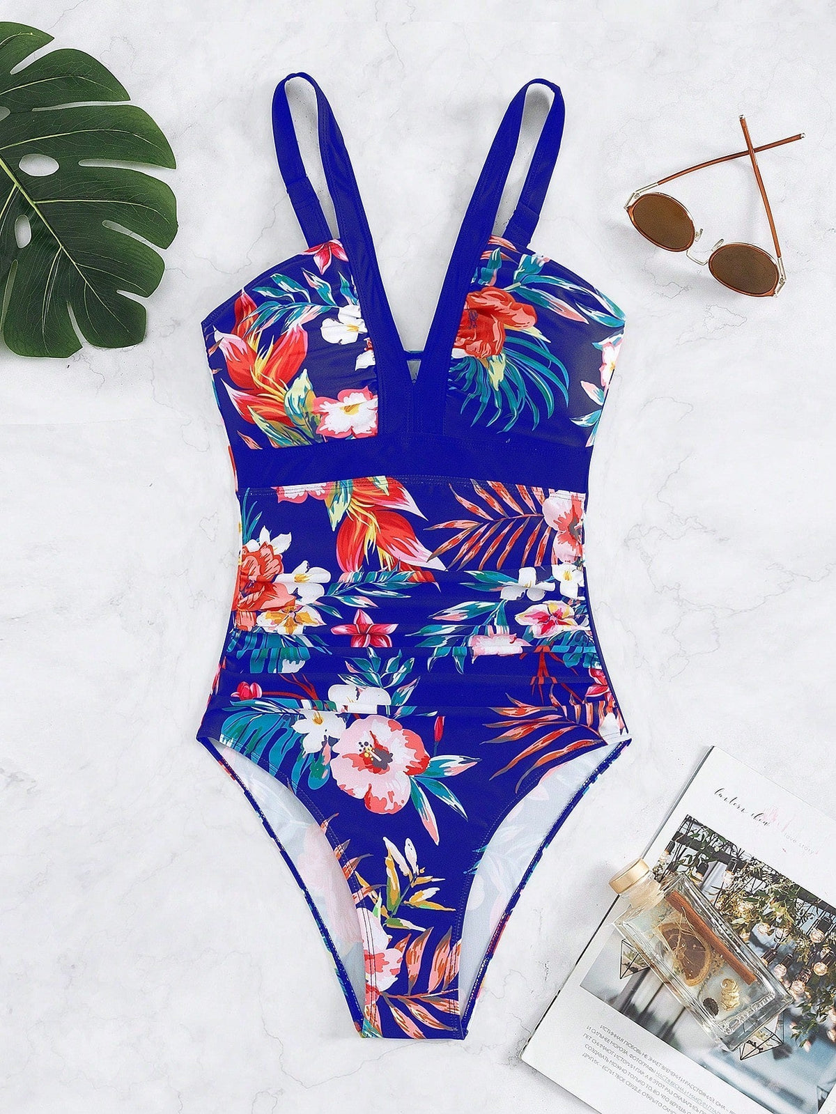 Tropical Print One Piece Swimsuit