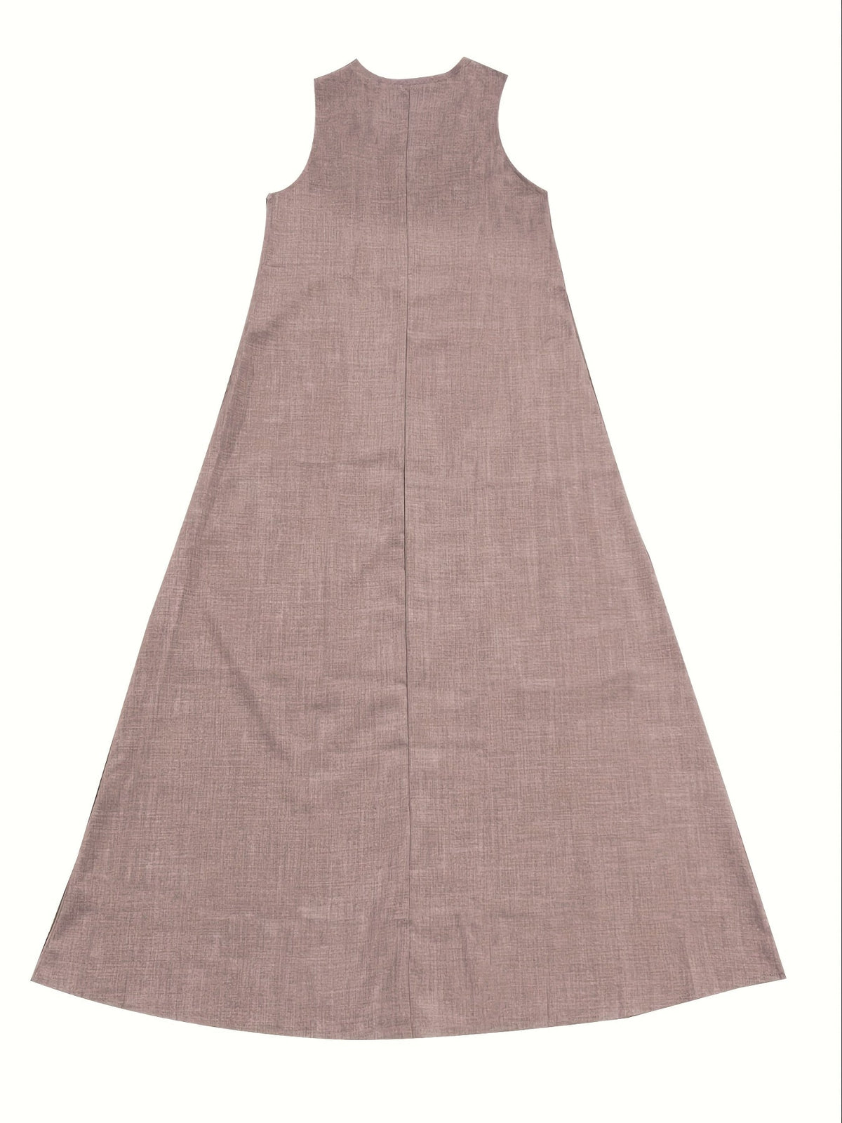 Solid Color V-Neck Maxi Dress, Casual Sleeveless Loose Dress