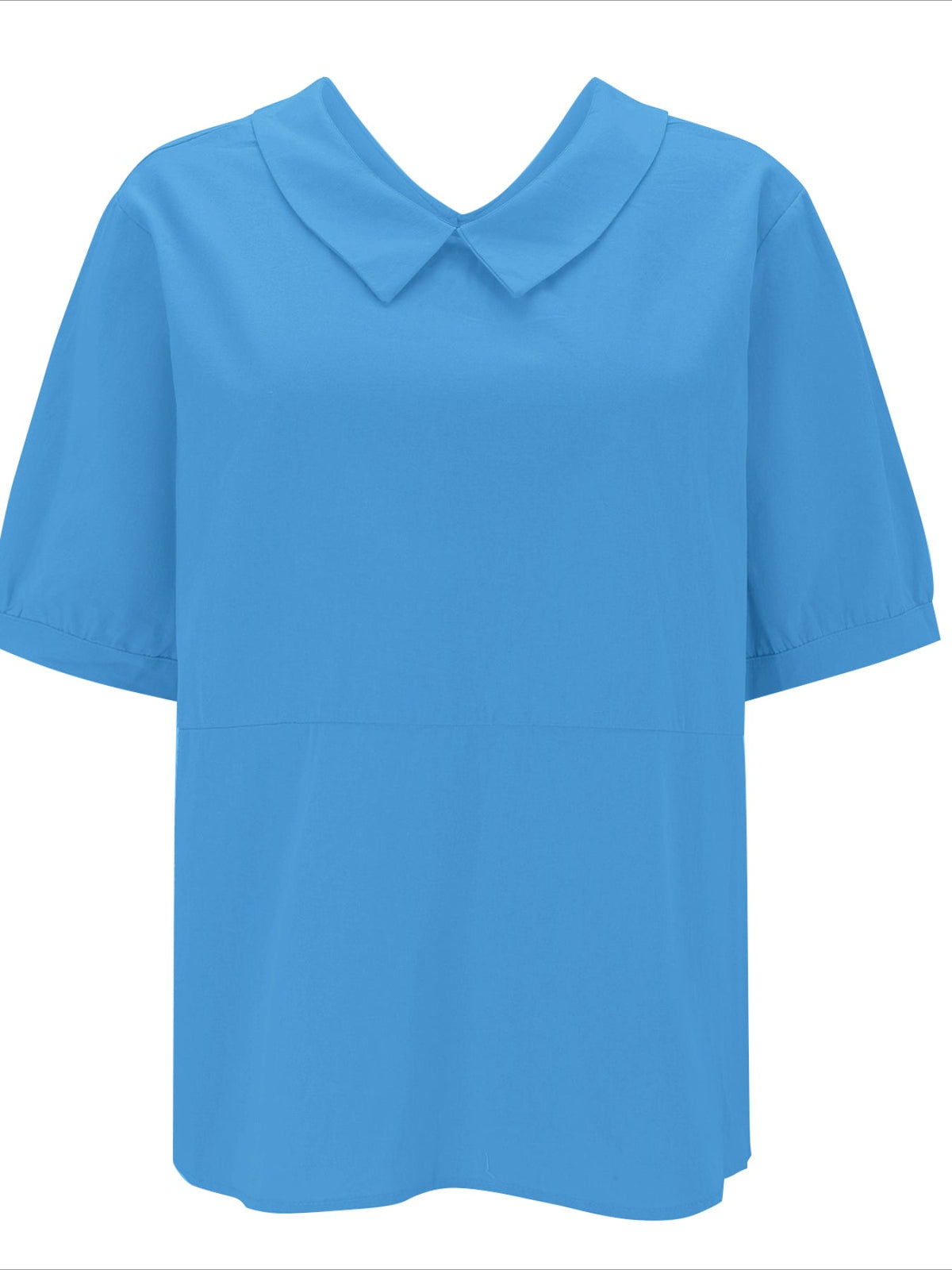 Solid Color Loose Lapel Short Sleeve Cotton Top
