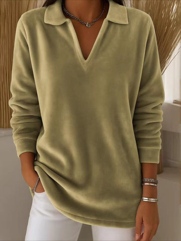 Retro Christmas Polo Collar Velvet Pullover Hoodie