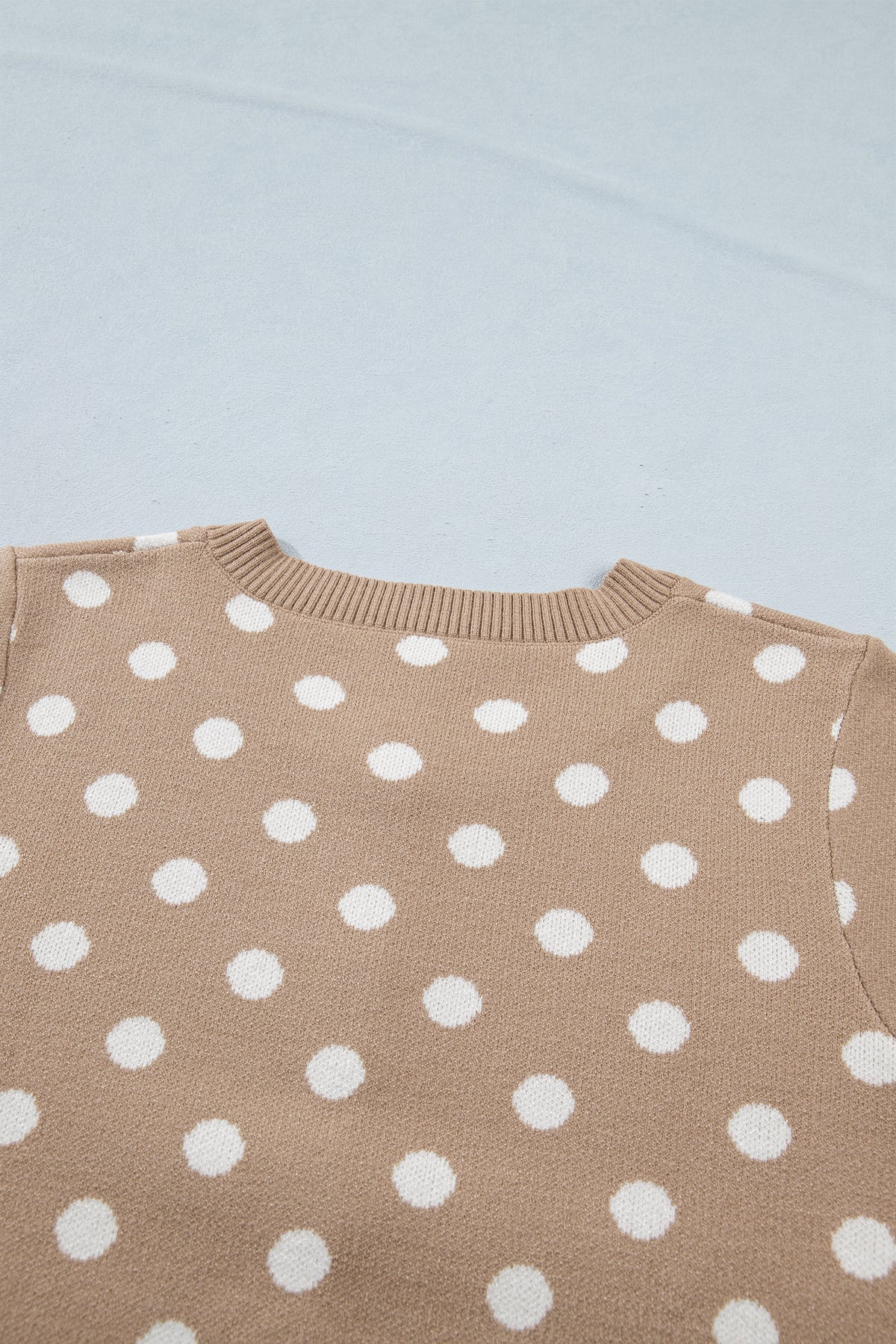 Dark Khaki Polka Dot Short Sleeve Button Down Sweater Cardigan
