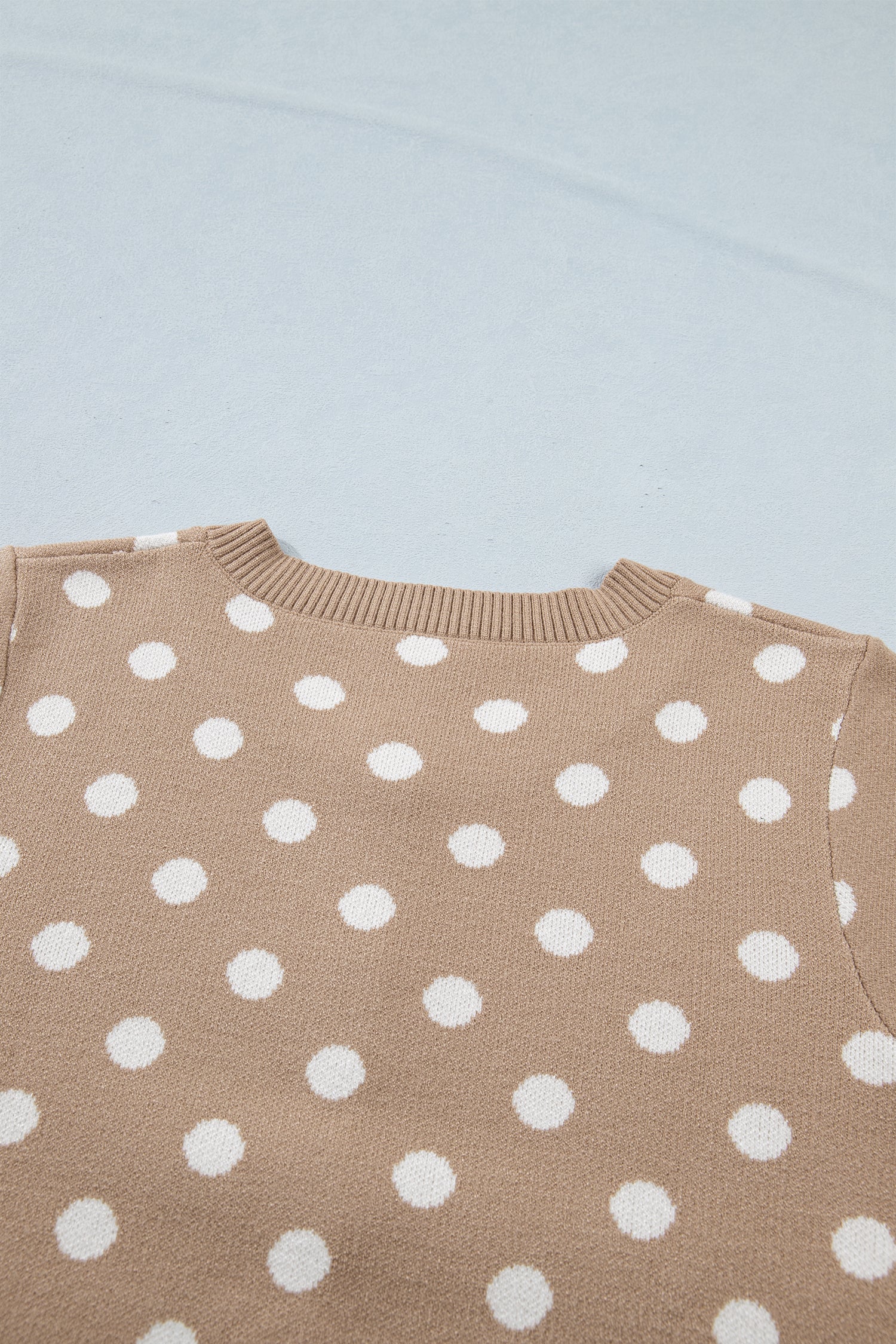Dark Khaki Polka Dot Short Sleeve Button Down Sweater Cardigan