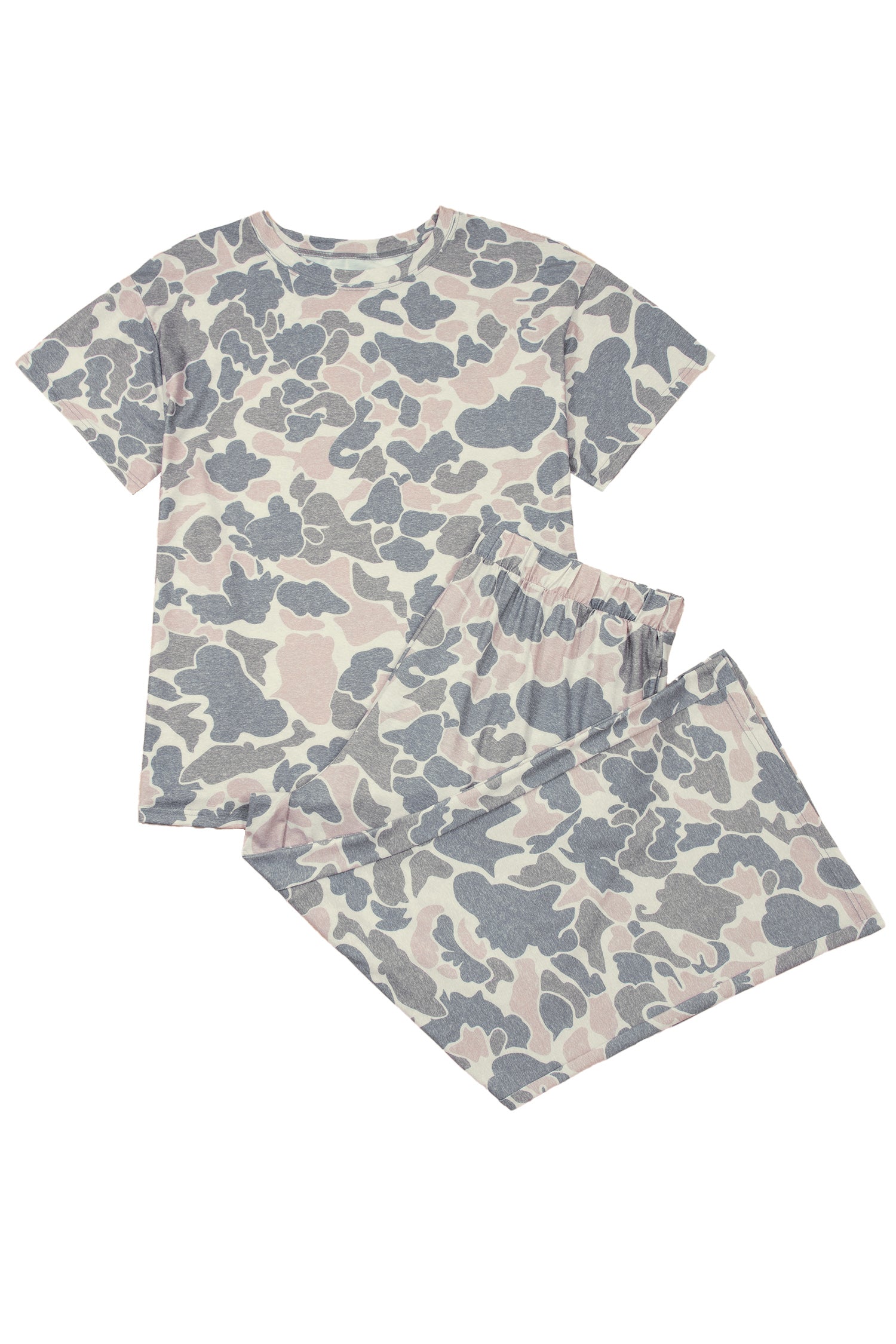 Multicolour Retro Camouflage Print Plus Size 2pcs Outfit