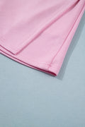 Pink Solid Color Sleeveless Zipper Tank and Skort Set