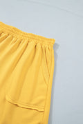 Banana Cream Loose Polo Tee Elastic Waist 2pcs Short Set