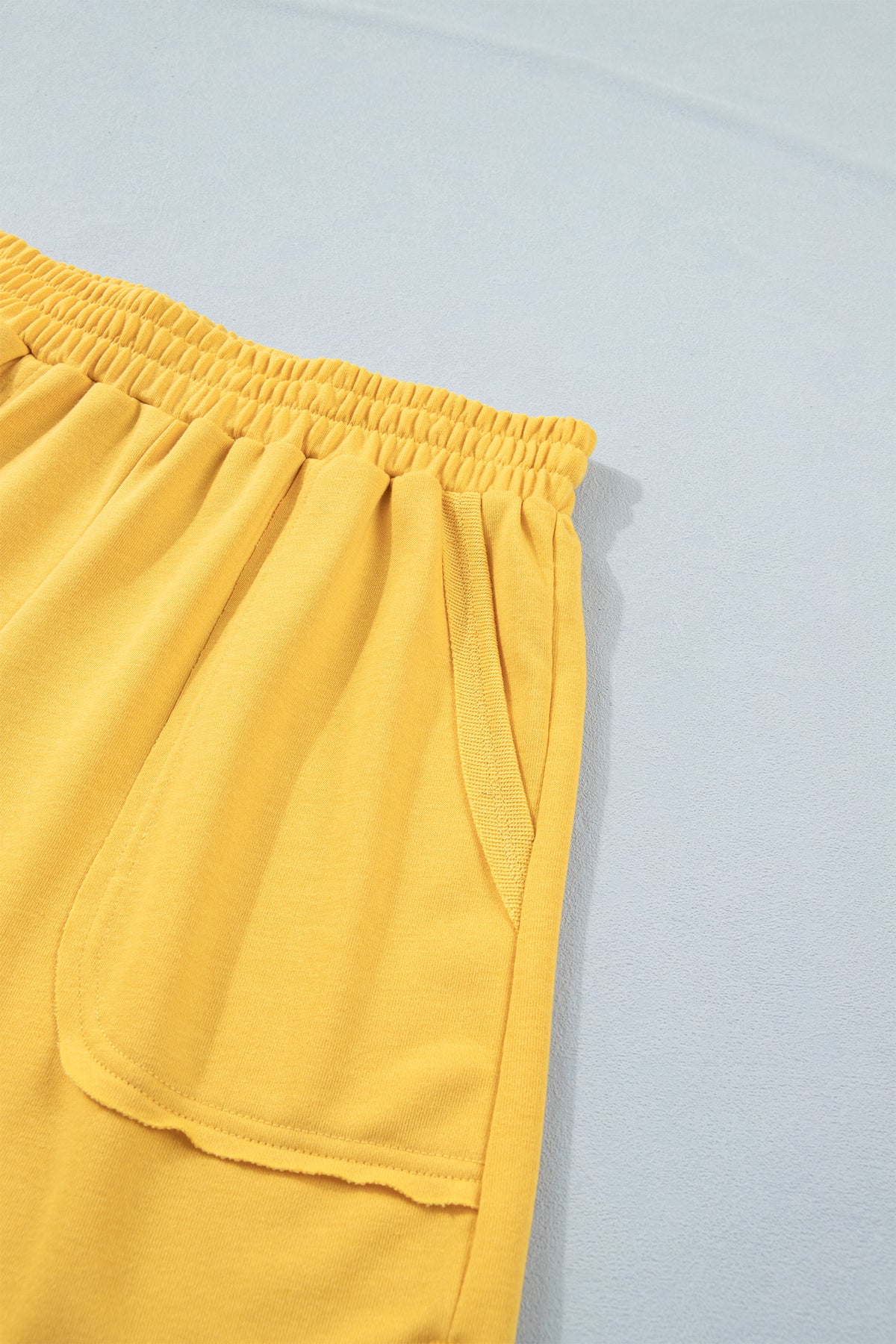 Banana Cream Loose Polo Tee Elastic Waist 2pcs Short Set