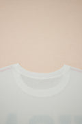 White Plus Size Twisted Rib Vintage USA Letter Printed T Shirt