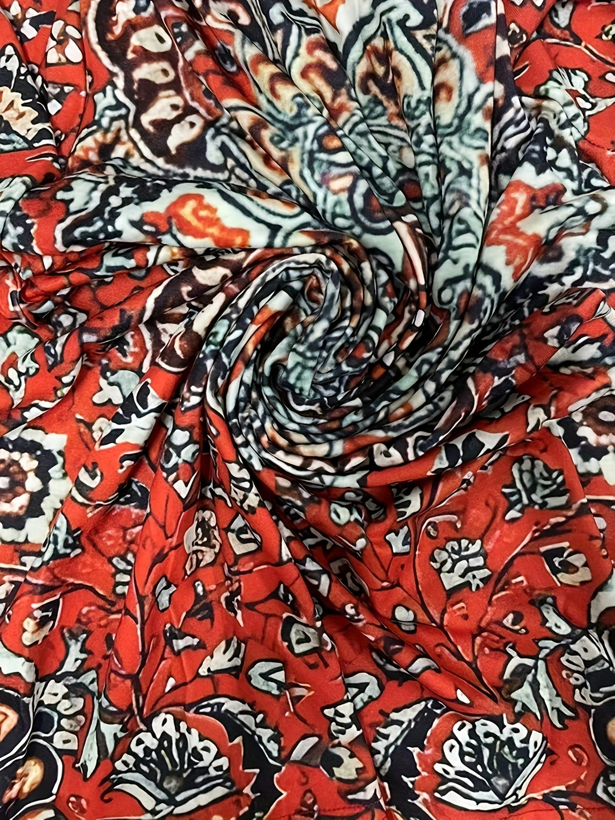 Ethnic Floral Print T-shirt, Vintage Notched Neck Long Sleeve T-shirt