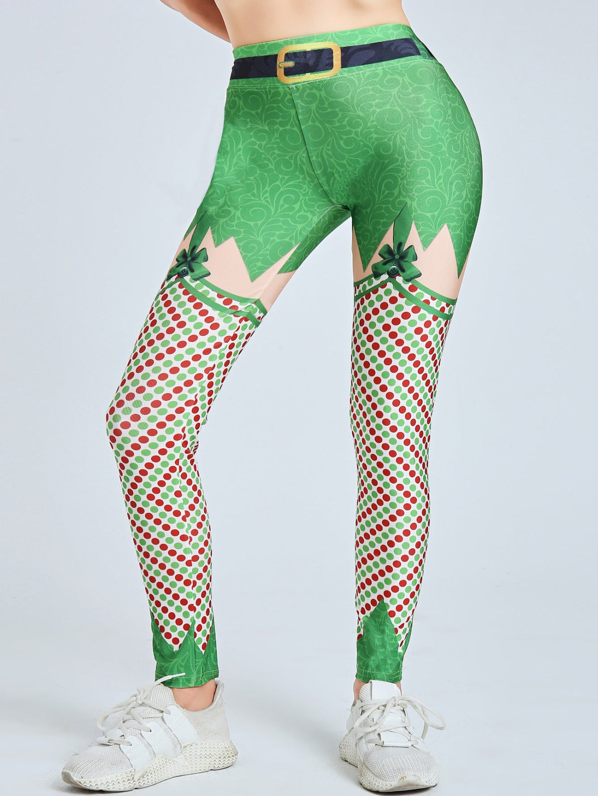 Women's Christmas High Waist Yoga Leggings, Long Length Athletic Pants with Festive Pattern