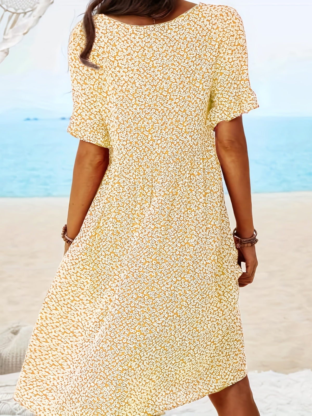 Women's Boho Floral Print Dress - Perfect for Beach Vacations and Casual Wear