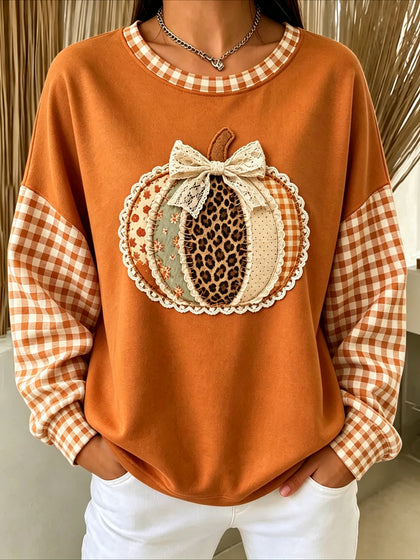 Pumpkins Halloween Printed Crew Neck Long Sleeve Sweater Hoodie