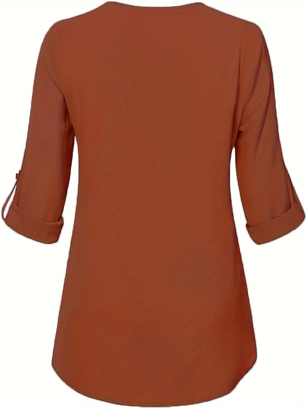 Solid Simple Blouse, Casual V Neck Long Sleeve Blouse