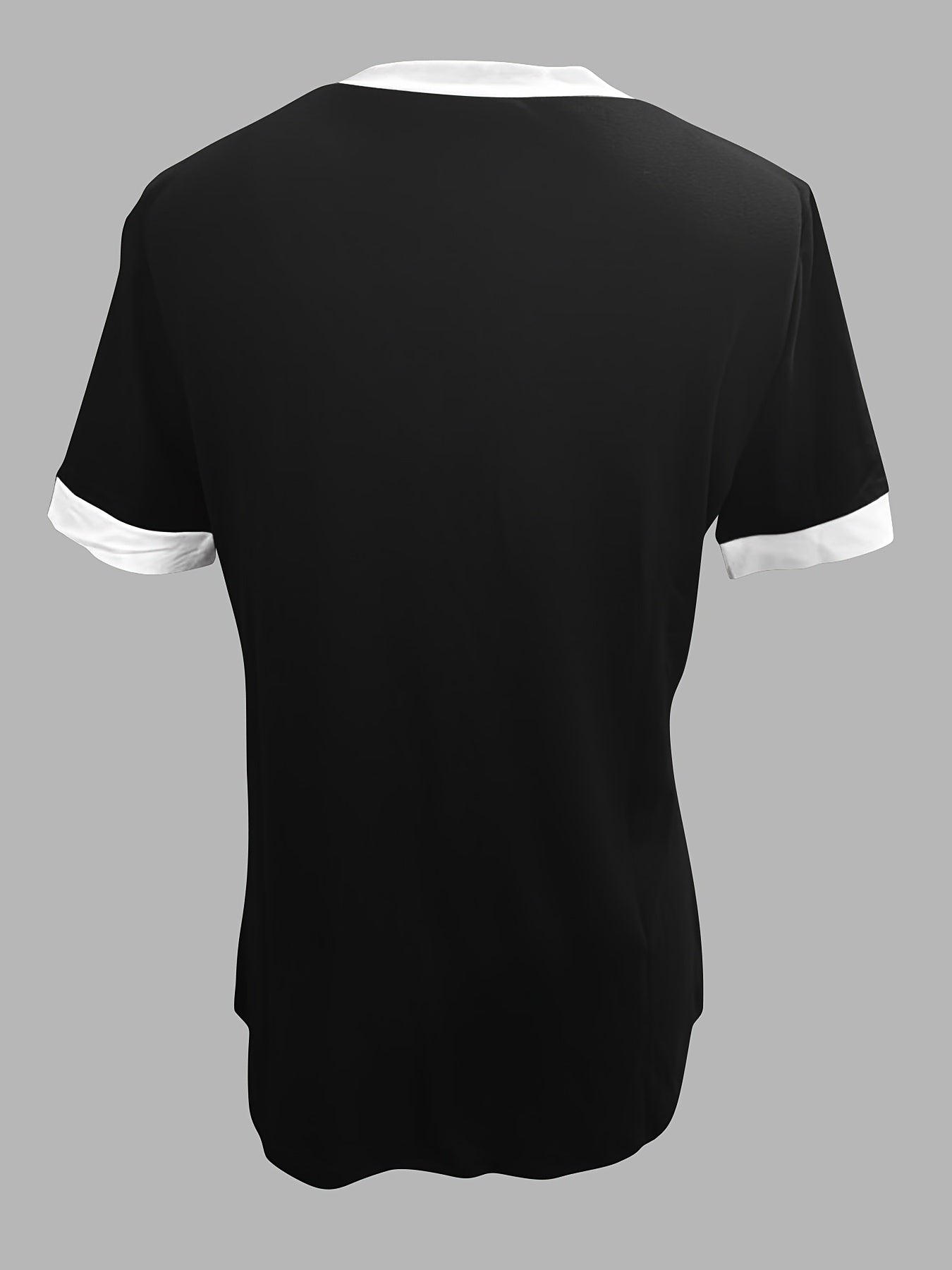 Elegant Short Sleeve Houndstooth Contrast V-Neck Tee