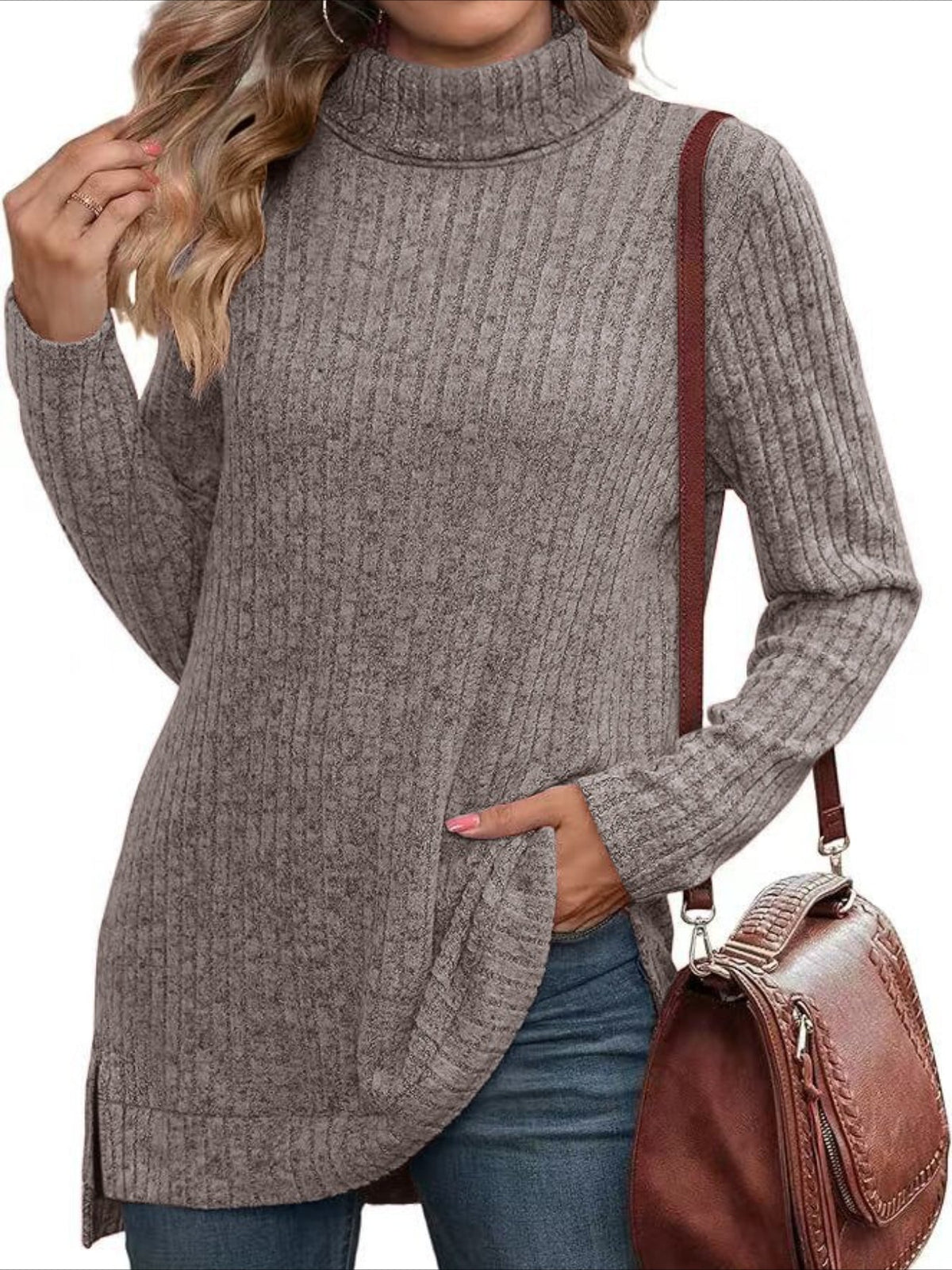 Pullover Turtle Neck Long Sleeve Sweater