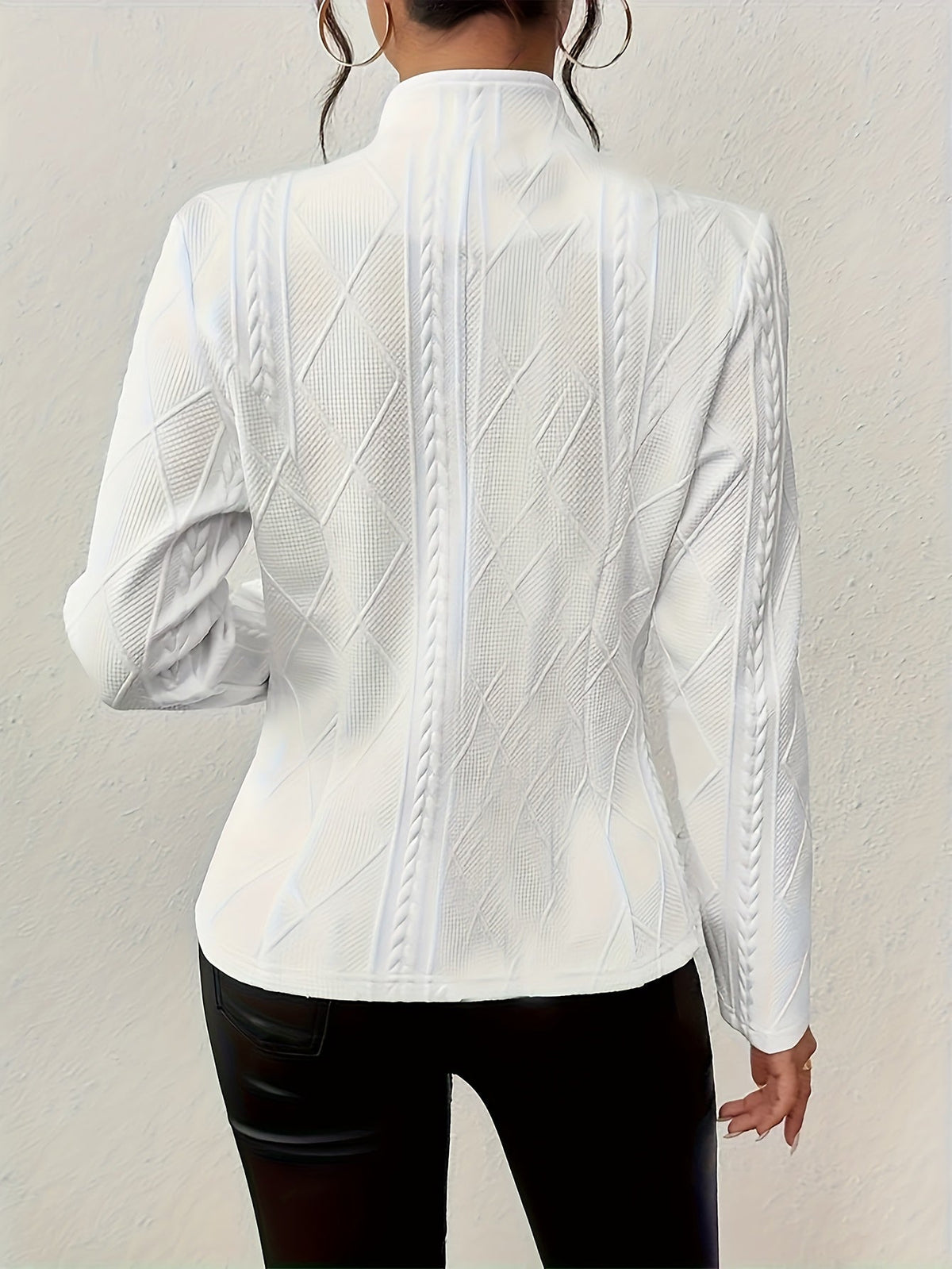 Stylish Double-Breasted Long Sleeve Button-Up Single-Breasted Textured Fabric Blazer