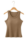 Dark Khaki Slim Ribbed Padded Tank Top