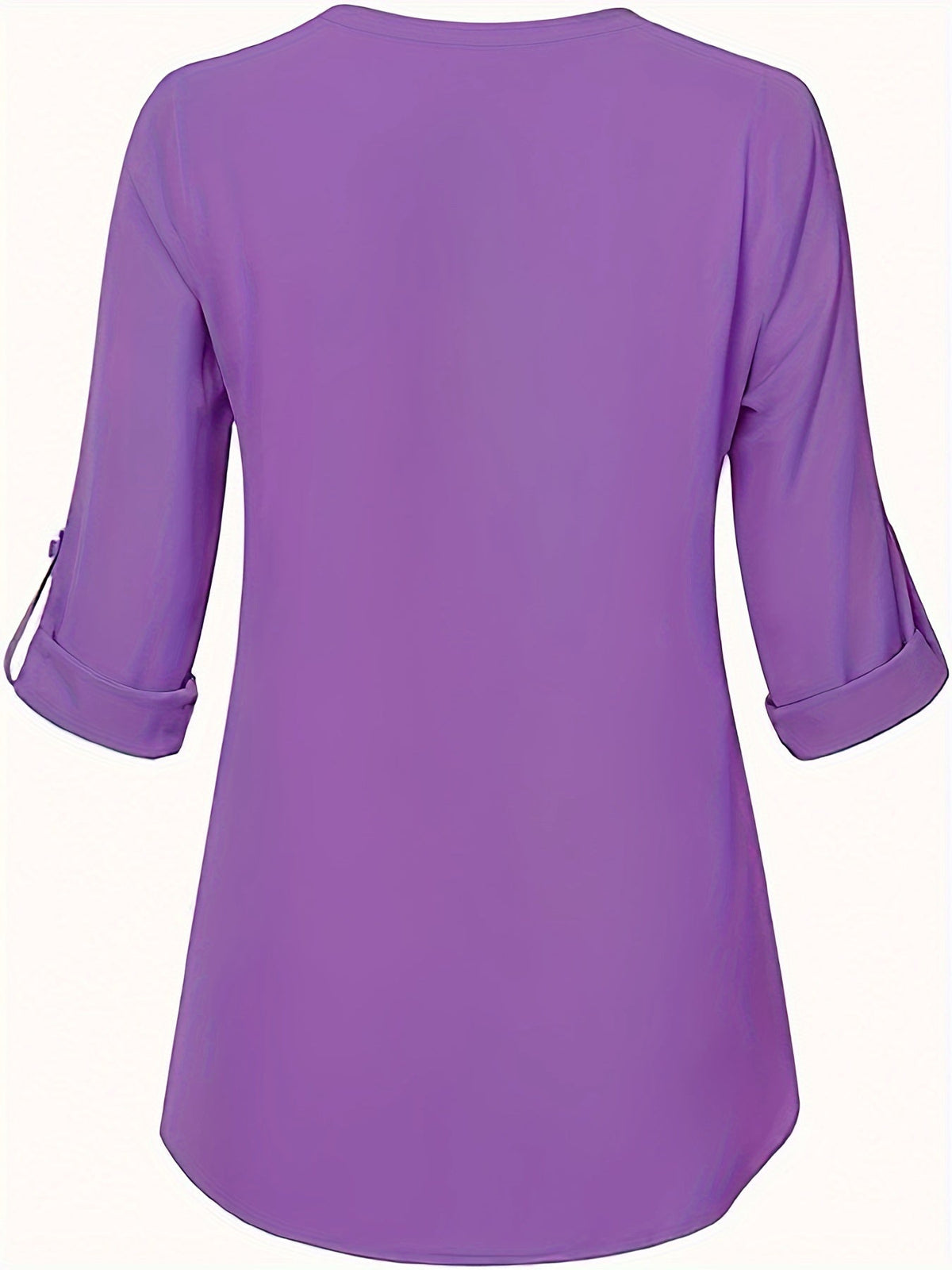 Solid Simple Blouse, Casual V Neck Long Sleeve Blouse