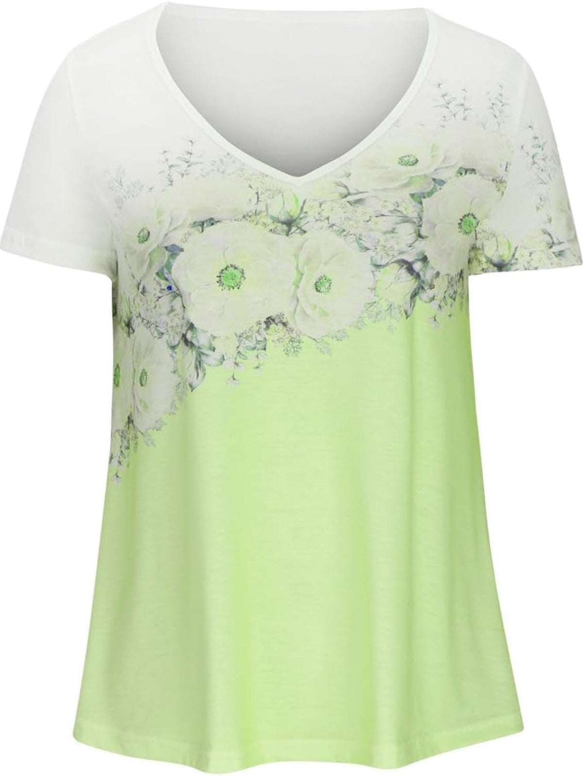 V Neck Short Sleeve Cute Print Graphic Tees