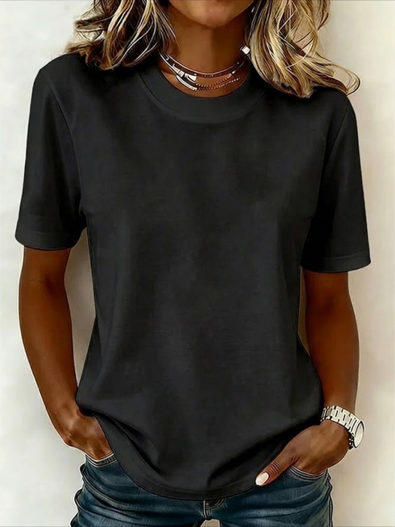 Crew Neck Short Sleeve Daily Going Out Casual T-Shirt