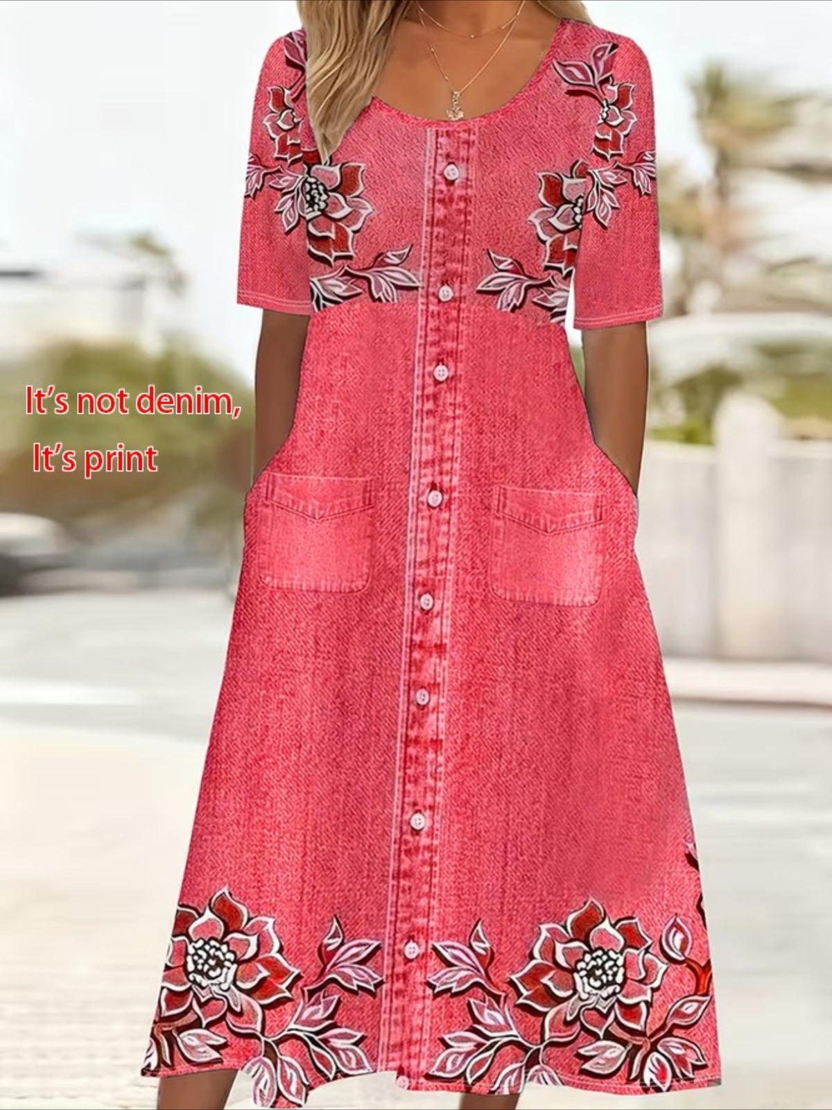 Short Sleeve Summer Floral Printing Crew Neck Daily Going Out Casual Maxi H-Line Shift Maxi Dress