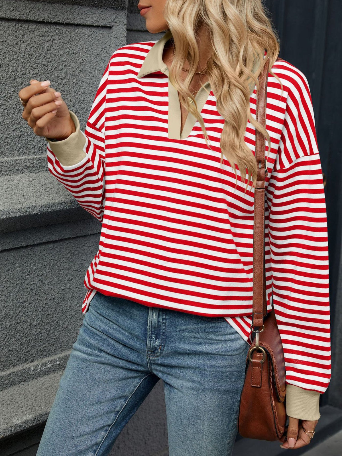 Patchwork Striped Long Sleeve T Shirt