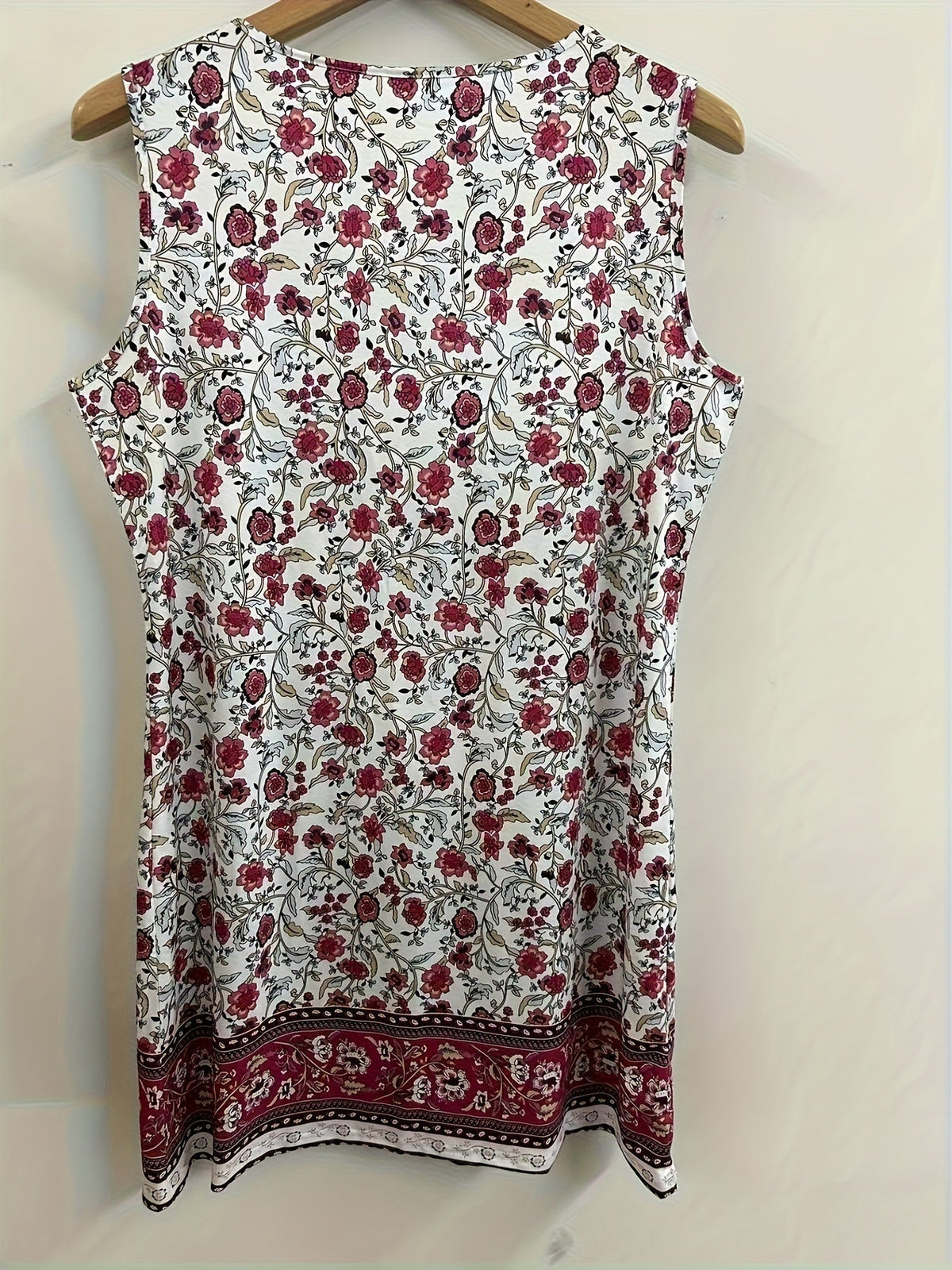 Floral Print Tank Dress, Casual V Neck Sleeveless Dress