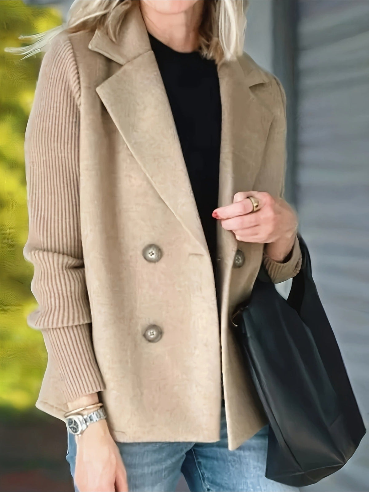 Blazer-collar Casual Top Fleece Coat