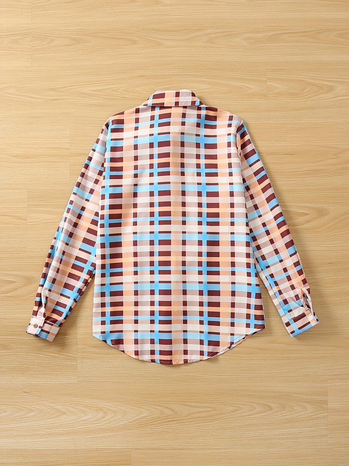 Colorful Plaid Print Shirt, Casual Long Sleeve Button Front Shirt With A Collar
